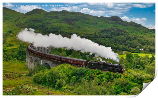 The Jacobite Steam Train at Glenfinnan   Print by Navin Mistry