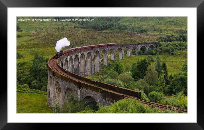 The Jacobite Steam Train at Glenfinnan   Framed Mounted Print by Navin Mistry