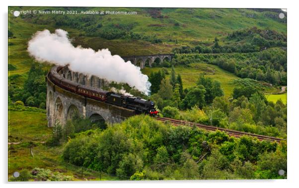 The Jacobite steam train passes over the Glenfin Acrylic by Navin Mistry