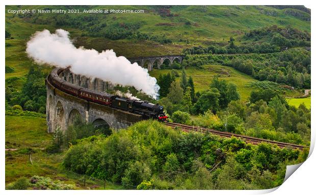 The Jacobite steam train passes over the Glenfin Print by Navin Mistry