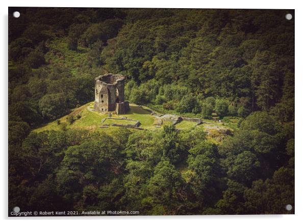 Dolbadarn Castle Acrylic by Bob Kent