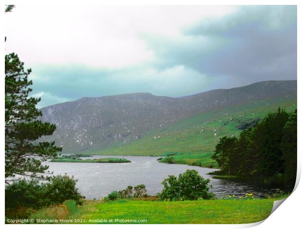 Loch Veagh in the rain Print by Stephanie Moore