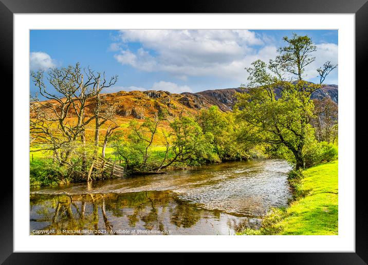 Serene Autumn River Almond Framed Mounted Print by Michael Birch