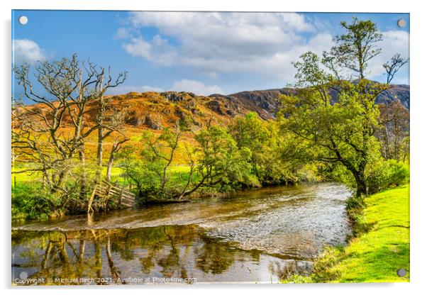 Serene Autumn River Almond Acrylic by Michael Birch