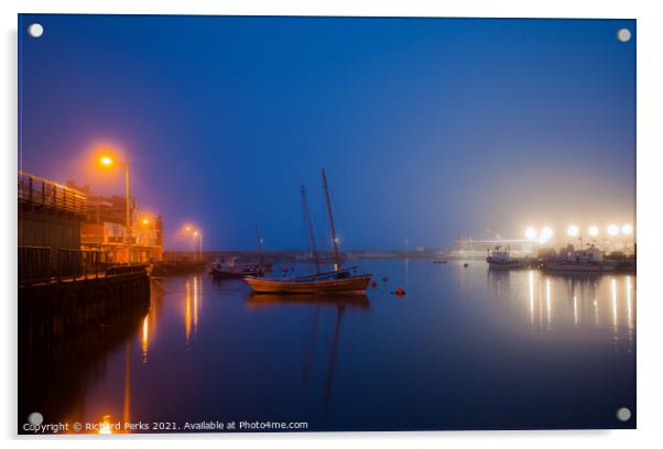 Bridlington Harbour at Twilight Acrylic by Richard Perks