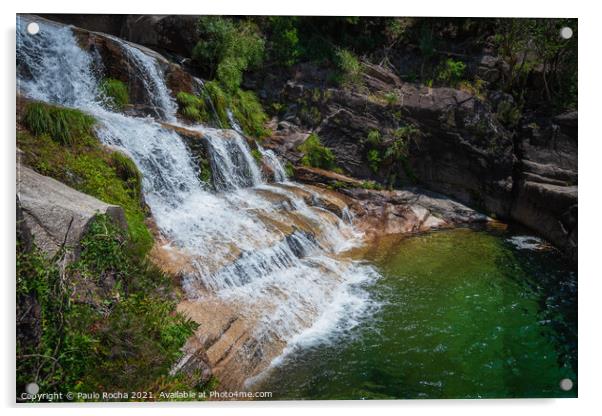 Fecha de Barjas waterfall in Peneda-Geres National Park, Portugal Acrylic by Paulo Rocha