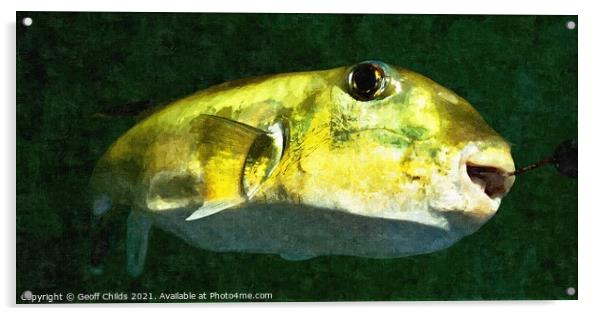 Green Toad Fish . Colourful abstract wall art image. Acrylic by Geoff Childs