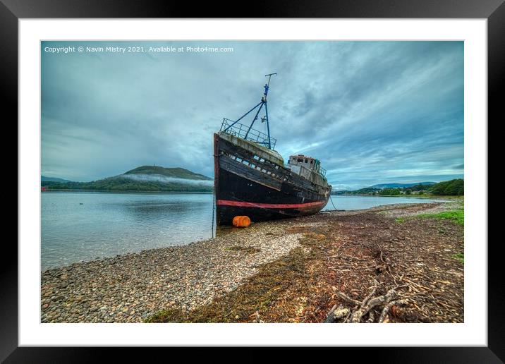 The Corpach Wreck, Loch Linne Framed Mounted Print by Navin Mistry