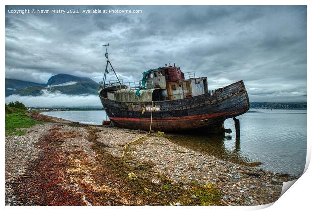 The Corpach Wreck,  Loch Linne Print by Navin Mistry