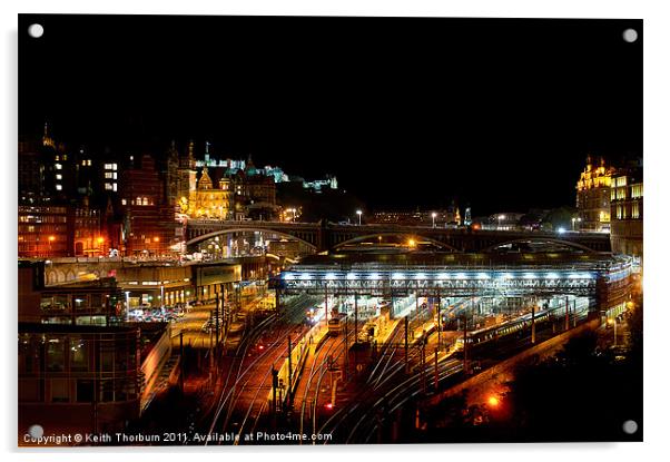 Waverly Station and Edinburgh Acrylic by Keith Thorburn EFIAP/b