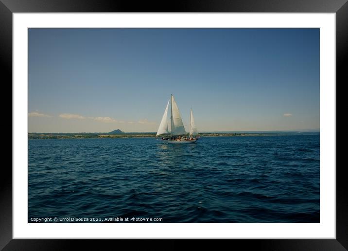  Tourist Sail Boat on Lake Taupo New Zealand Framed Mounted Print by Errol D'Souza