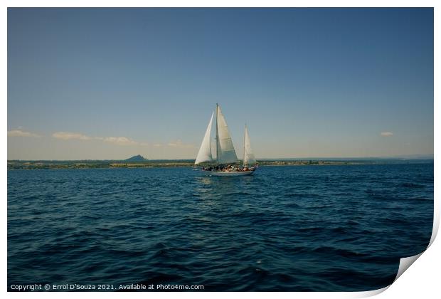  Tourist Sail Boat on Lake Taupo New Zealand Print by Errol D'Souza