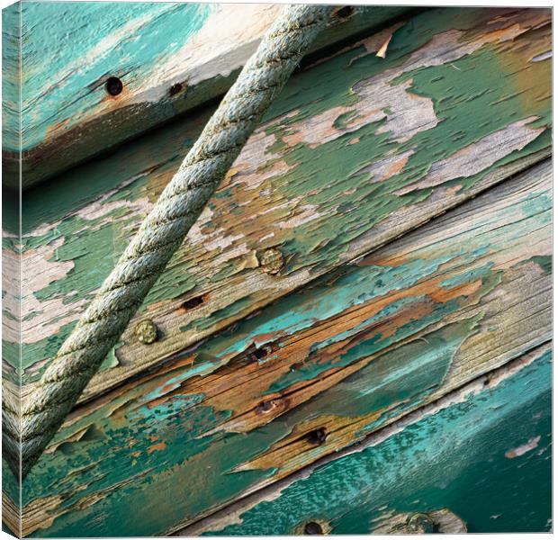 Old boat wooden hull, green Canvas Print by Laurent Renault
