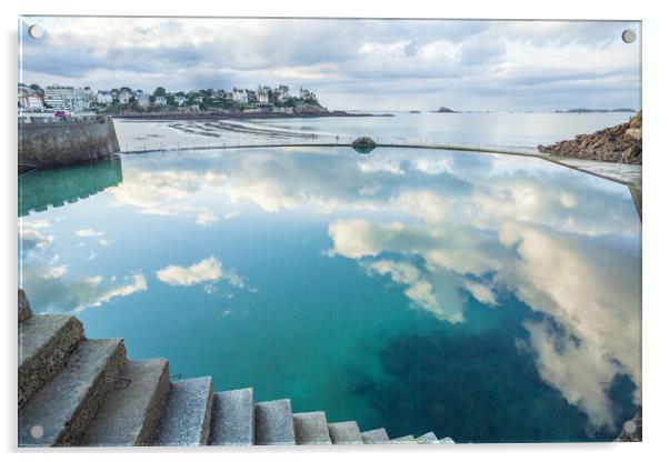 View from the swiming pool in Dinard Acrylic by Laurent Renault