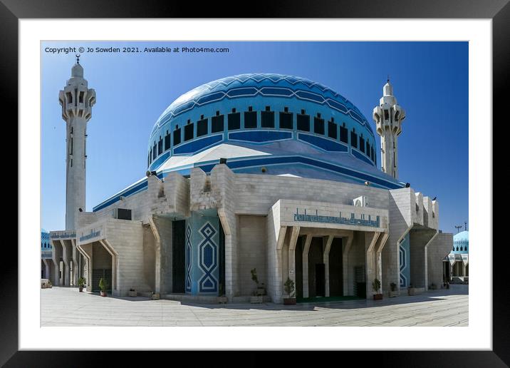 King Abdullah Mosque, Amman, Jordan Framed Mounted Print by Jo Sowden