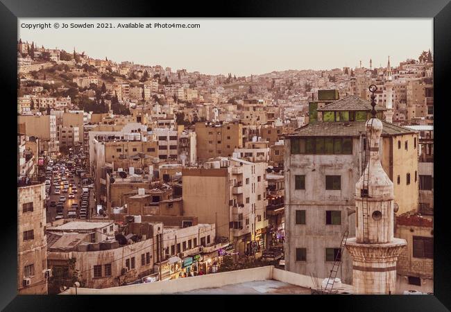 Amman at Dusk, Jordan Framed Print by Jo Sowden
