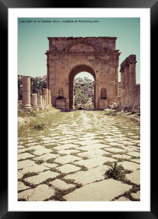 Northern Gate, Jerash, Jordan Framed Mounted Print by Jo Sowden