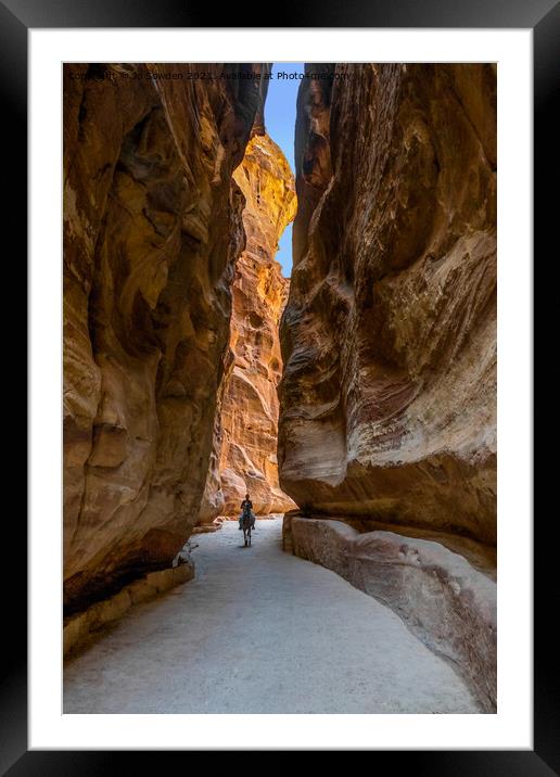 The lone rider, Petra, Jordan Framed Mounted Print by Jo Sowden