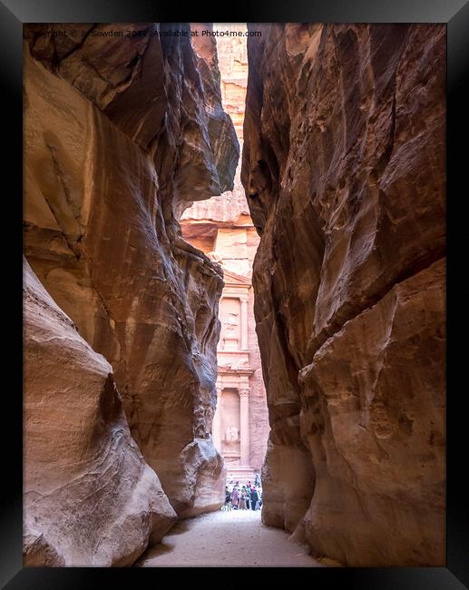 First View of the Treasury, Petra Framed Print by Jo Sowden
