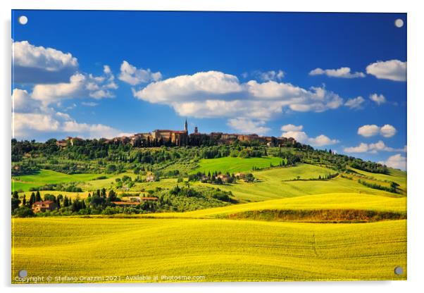 Tuscany spring, Pienza village. Siena, Italy Acrylic by Stefano Orazzini