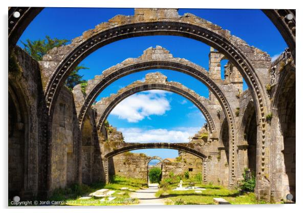 Ruins of Santa Mariña of Dozo Acrylic by Jordi Carrio