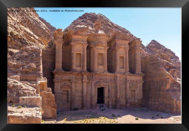 Monastery, Petra, Jordan Framed Print by Jo Sowden