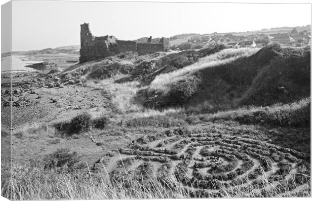 Dunure Castle and Labyrinth Canvas Print by Allan Durward Photography
