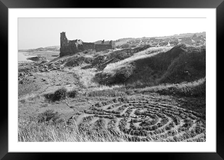 Dunure Castle and Labyrinth Framed Mounted Print by Allan Durward Photography