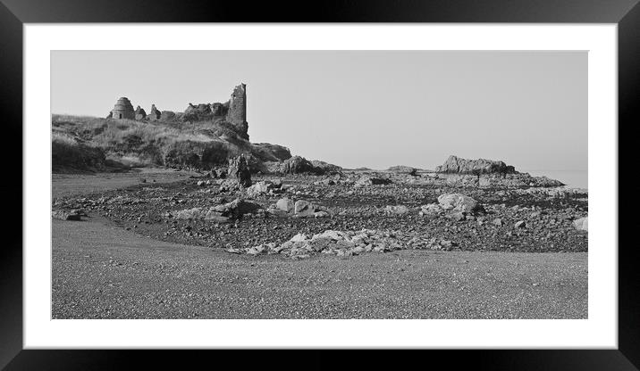 Dunure Castle at low tide Framed Mounted Print by Allan Durward Photography