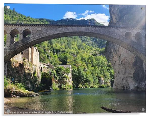 The Iron Bridge France Acrylic by Amy Winstanley
