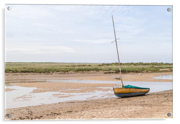 Sailing boat beached at low tide at Blakeney Acrylic by Jason Wells