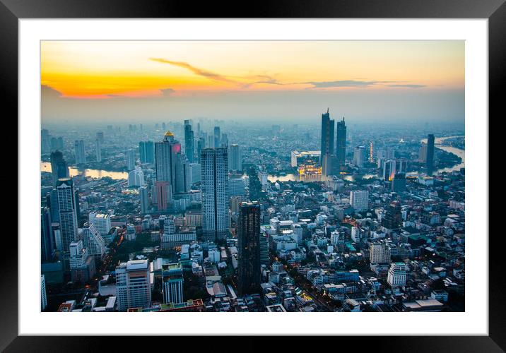 a view to the Cityscape of Bangkok Thailand Southeast Asia Framed Mounted Print by Wilfried Strang