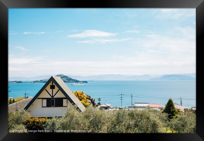 Shodoshima Olive park and seaside village Framed Print by Sanga Park