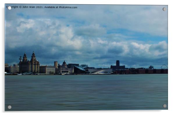 Liverpool Waterfront Skyline  Acrylic by John Wain