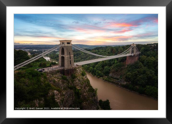 Clifton Suspension Bridge Sunset Framed Mounted Print by Brett Gasser