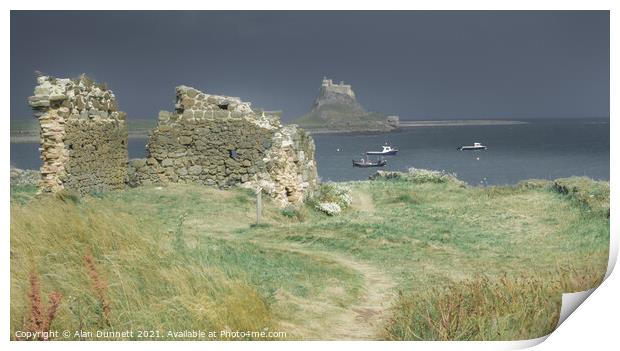 Lindisfarne from Steel End Print by Alan Dunnett