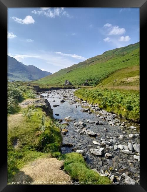 A calm Stream At Honnister Pass, Cumbria Framed Print by Natasha Fletcher