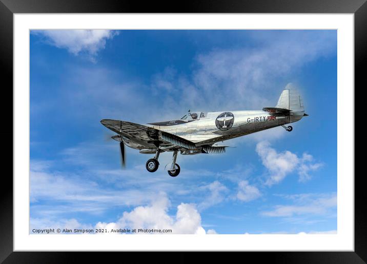 Silver Spitfire Framed Mounted Print by Alan Simpson