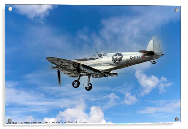 Silver Spitfire Acrylic by Alan Simpson