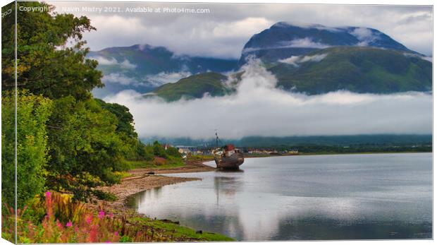 Loch Linnhe and the Corpach Wreck  Canvas Print by Navin Mistry