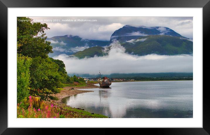 Loch Linnhe and the Corpach Wreck  Framed Mounted Print by Navin Mistry