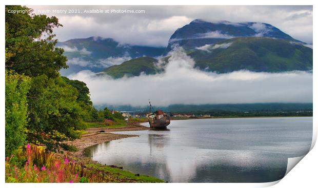 Loch Linnhe and the Corpach Wreck  Print by Navin Mistry