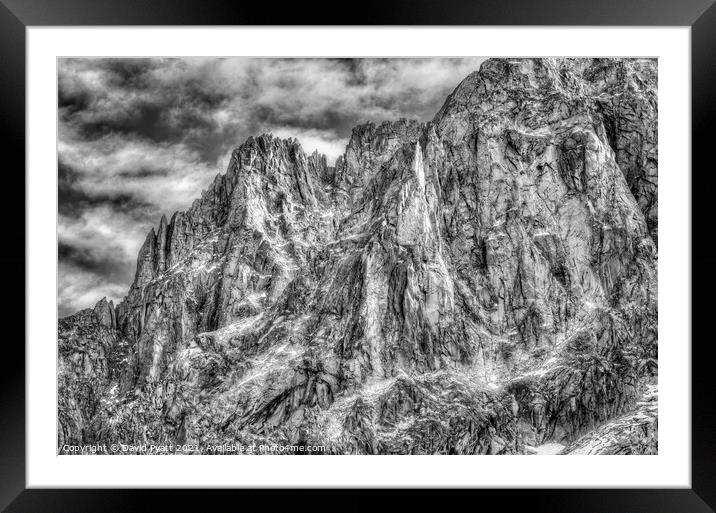 Mont Blanc Monochrome  Framed Mounted Print by David Pyatt