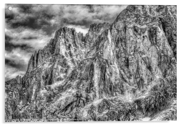 Mont Blanc Monochrome  Acrylic by David Pyatt