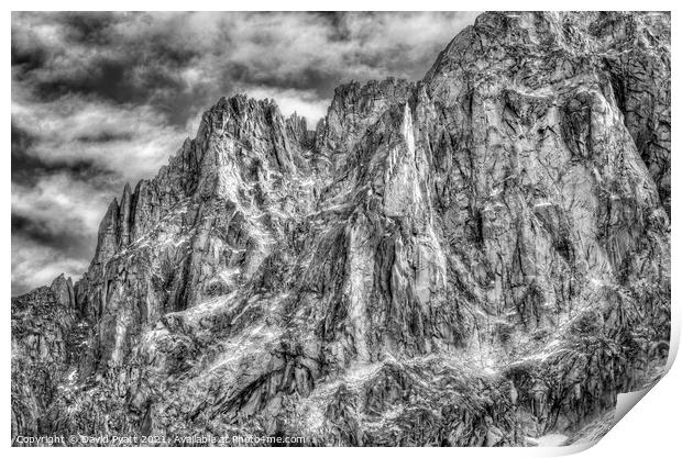 Mont Blanc Monochrome  Print by David Pyatt