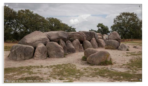 Old stone grave like a big dolmen in Drenthe Holland Acrylic by Chris Willemsen