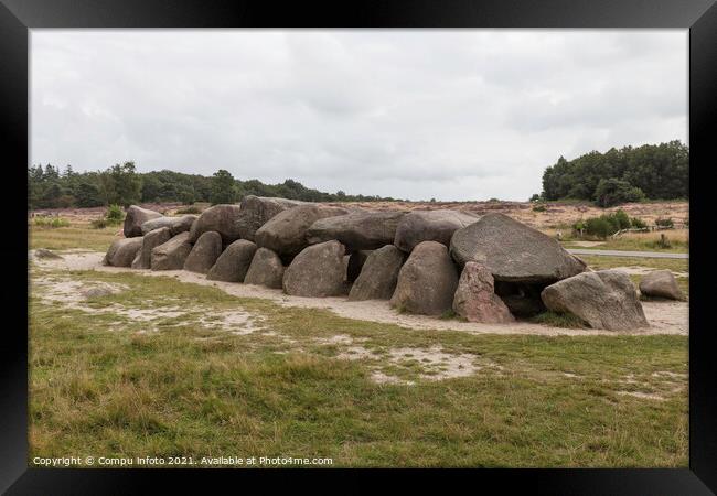Old stone grave like a big dolmen in Drenthe Holland Framed Print by Chris Willemsen