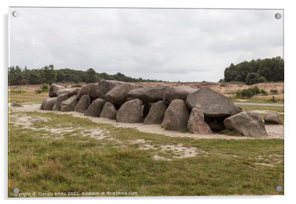 Old stone grave like a big dolmen in Drenthe Holland Acrylic by Chris Willemsen
