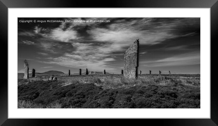 Ring of Brodgar stone circle, Mainland Orkney mono Framed Mounted Print by Angus McComiskey