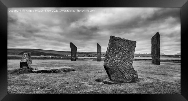 Standing Stones of Stenness, Mainland Orkney mono Framed Print by Angus McComiskey